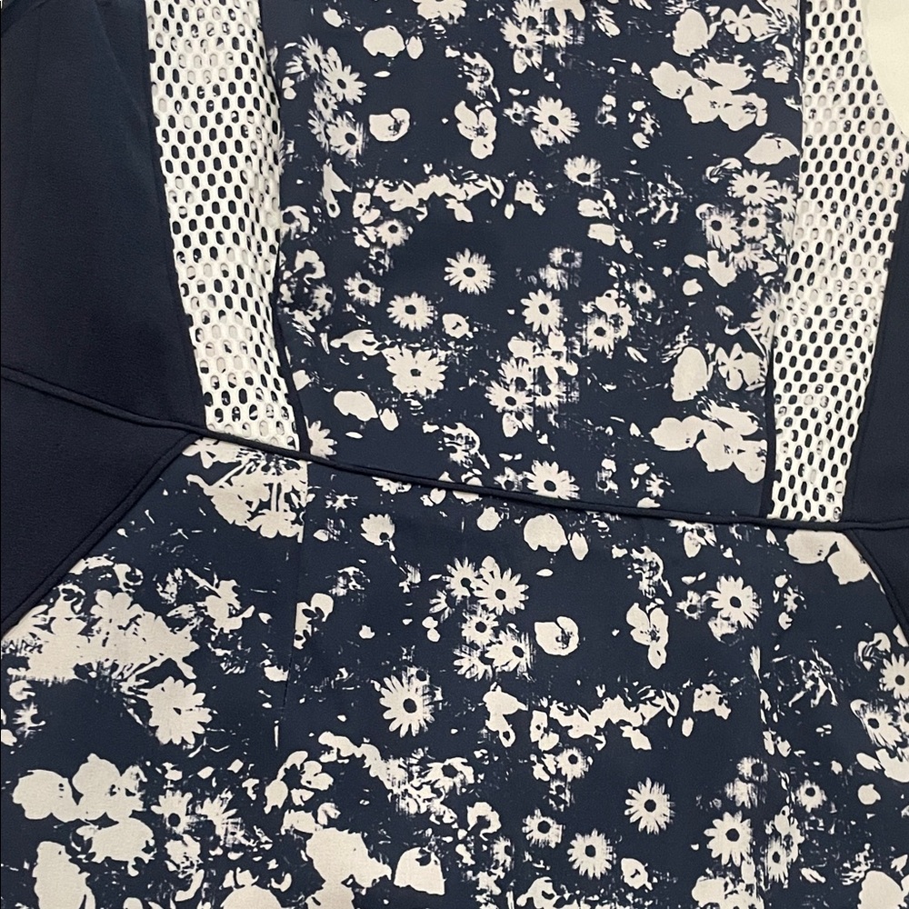 ANTONIO MELANI Navy Floral Dress with Mesh Panels - Picture 2 of 6